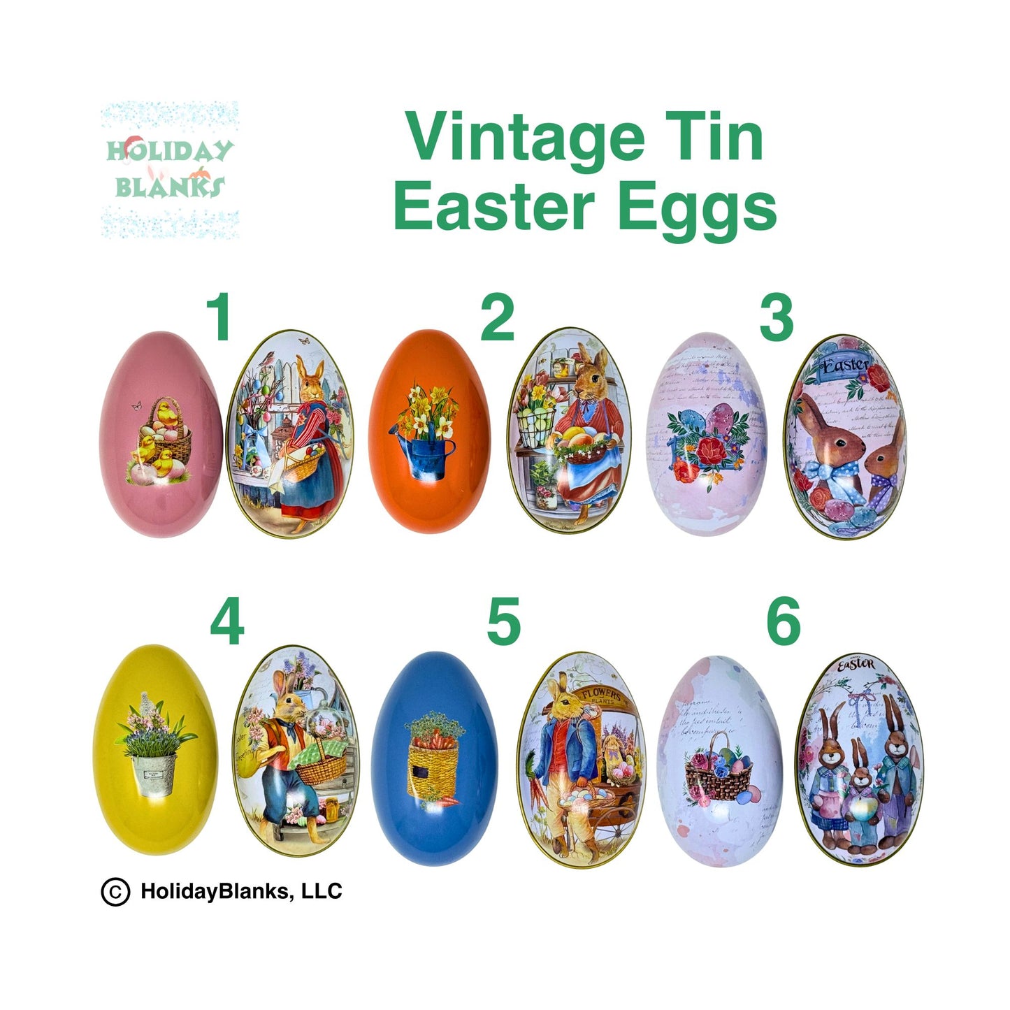 Vintage Style Tin Easter Eggs for Candy