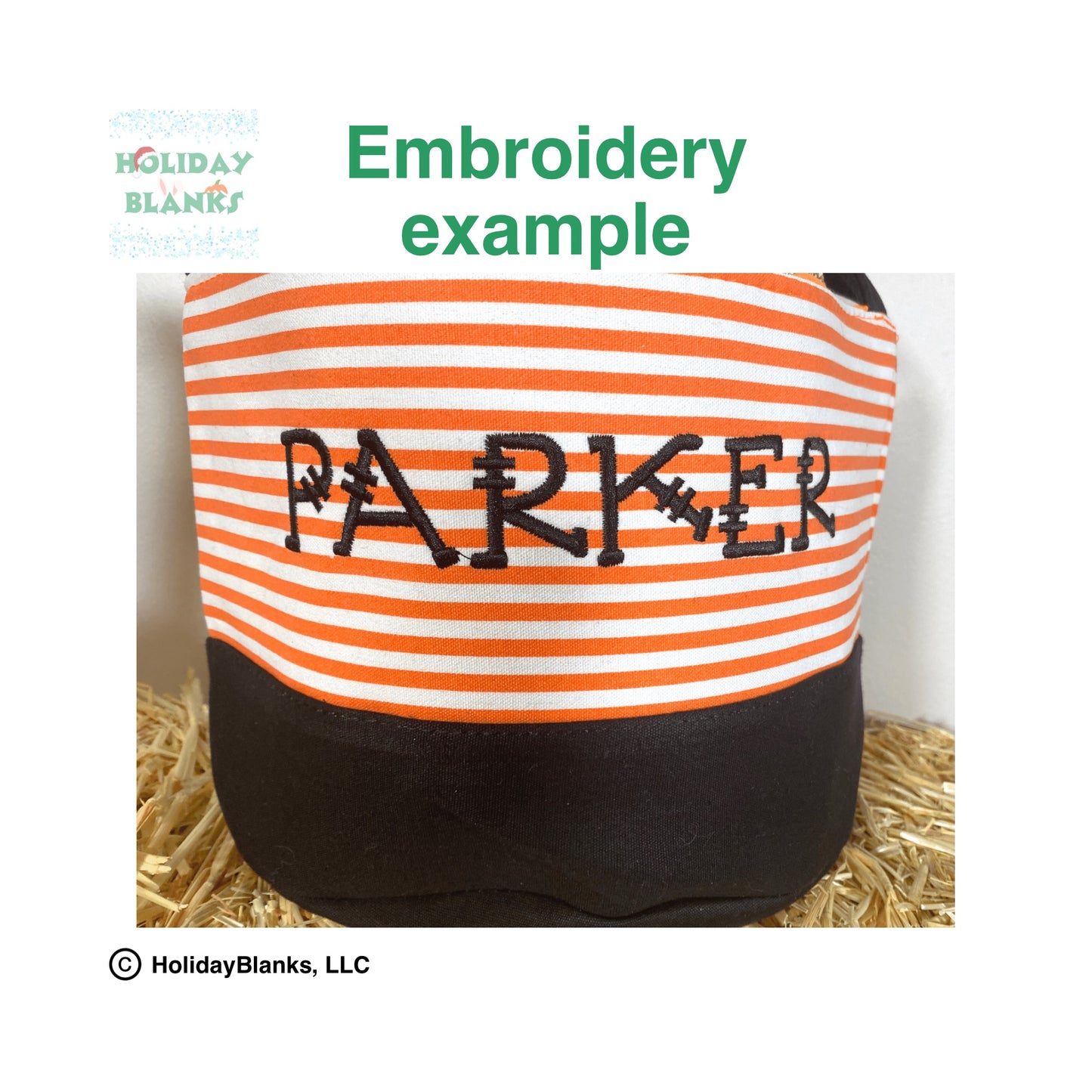 Halloween Stripe design basket embroidery blanks