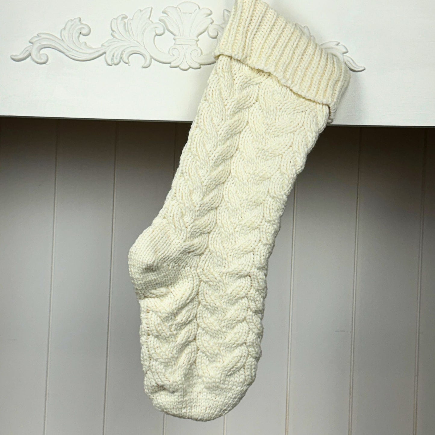 Solid Cable Knit Christmas Stocking Embroidery Blank