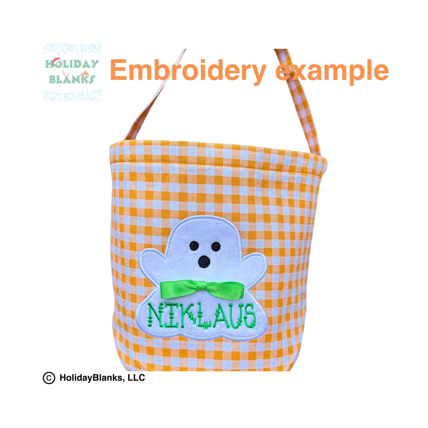 2025 HB Gingham Halloween basket embroidery blanks