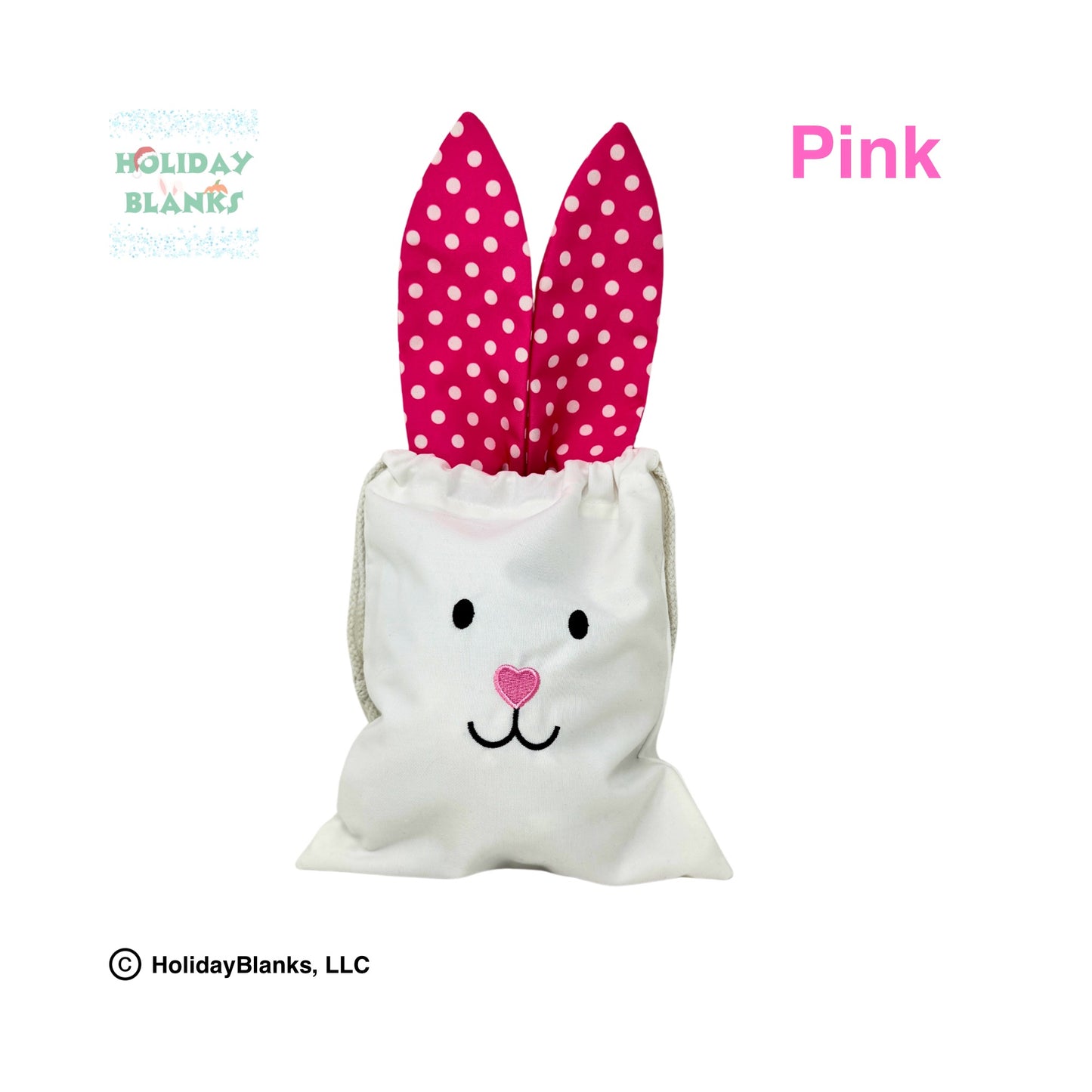 Easter Bunny Candy Drawstring Bag with colorful ears Embroidery Blank