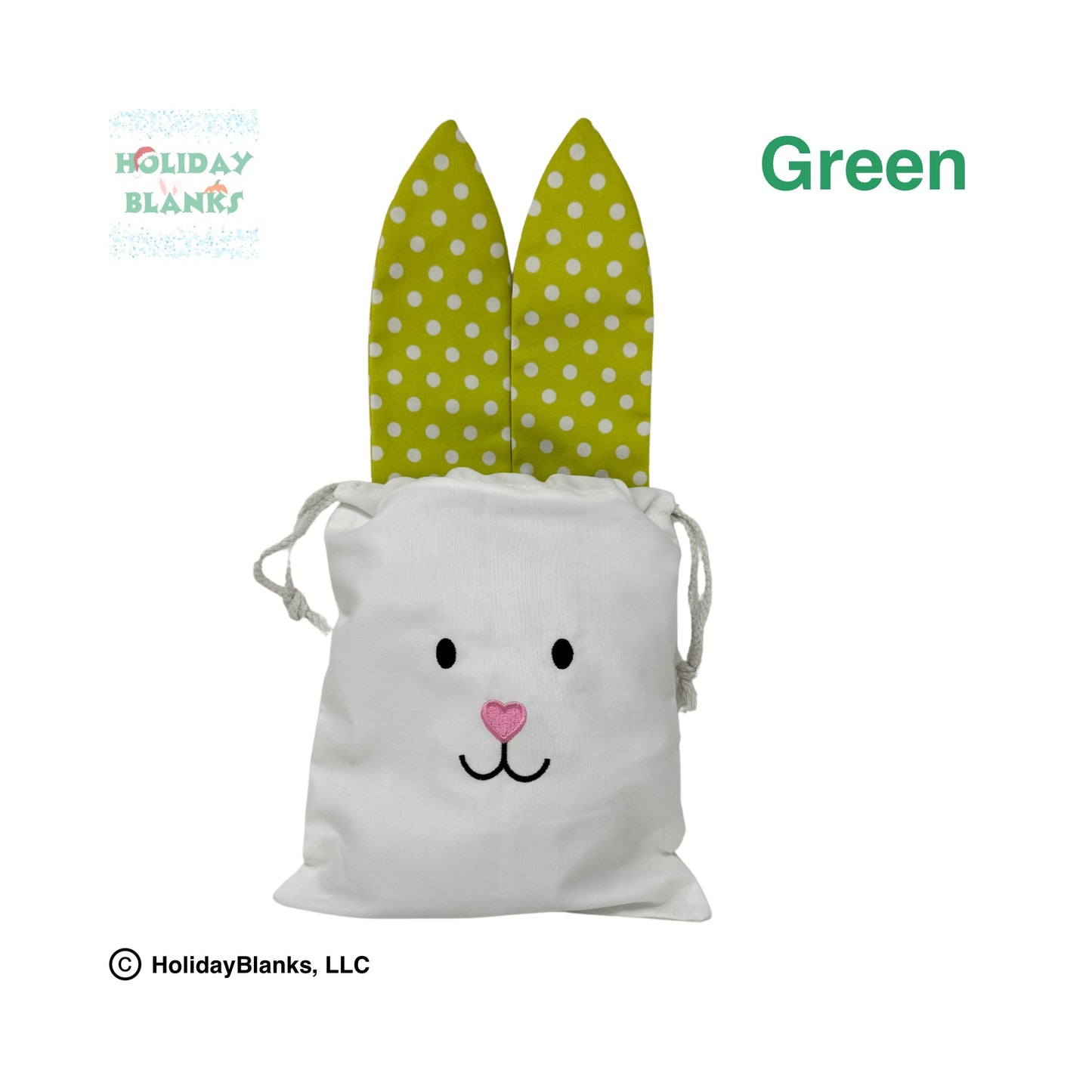 Easter Bunny Candy Drawstring Bag with colorful ears Embroidery Blank