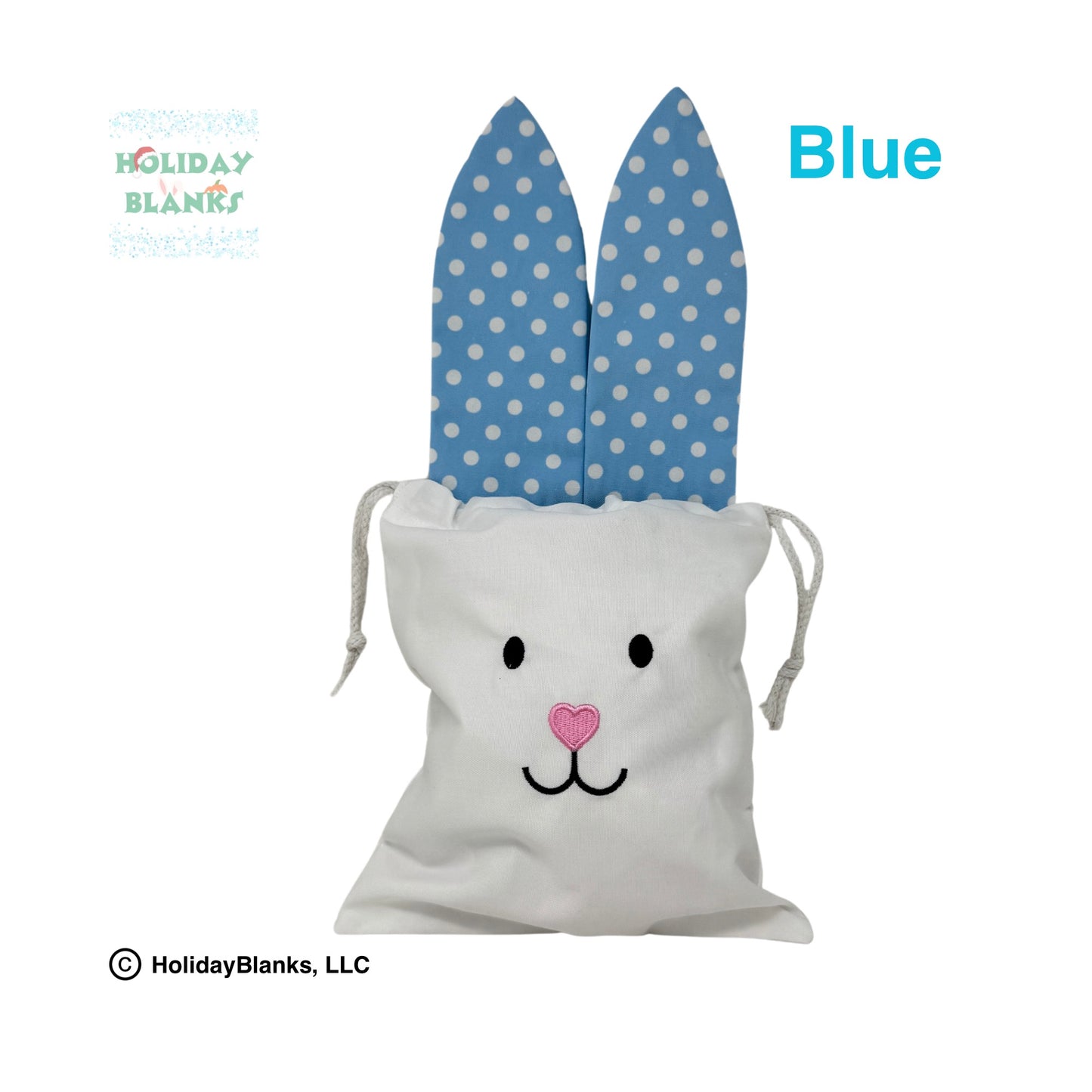 Easter Bunny Candy Drawstring Bag with colorful ears Embroidery Blank
