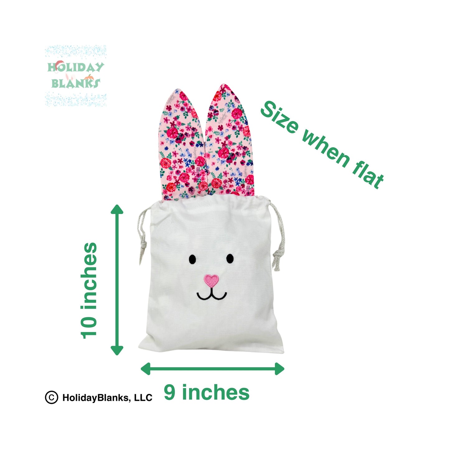 Easter Bunny Candy Drawstring Bag with colorful ears Embroidery Blank