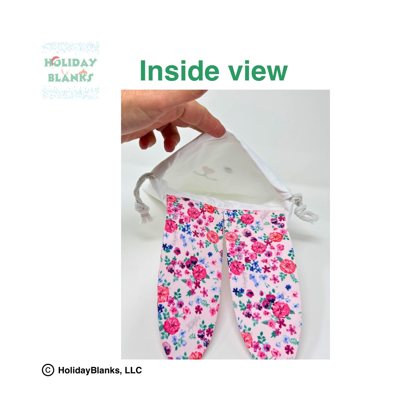 Easter Bunny Candy Drawstring Bag with colorful ears Embroidery Blank