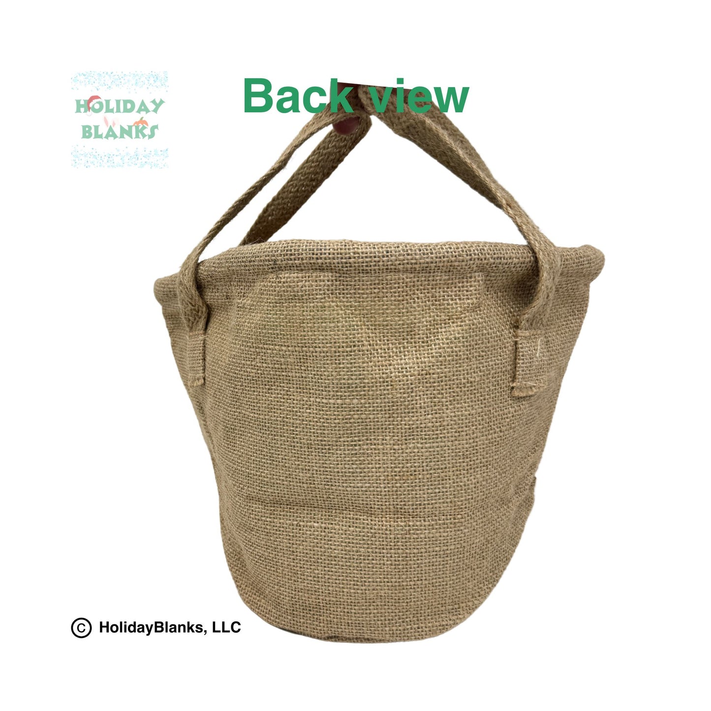 Burlap Easter basket embroidery blanks with puffy tailed bunny