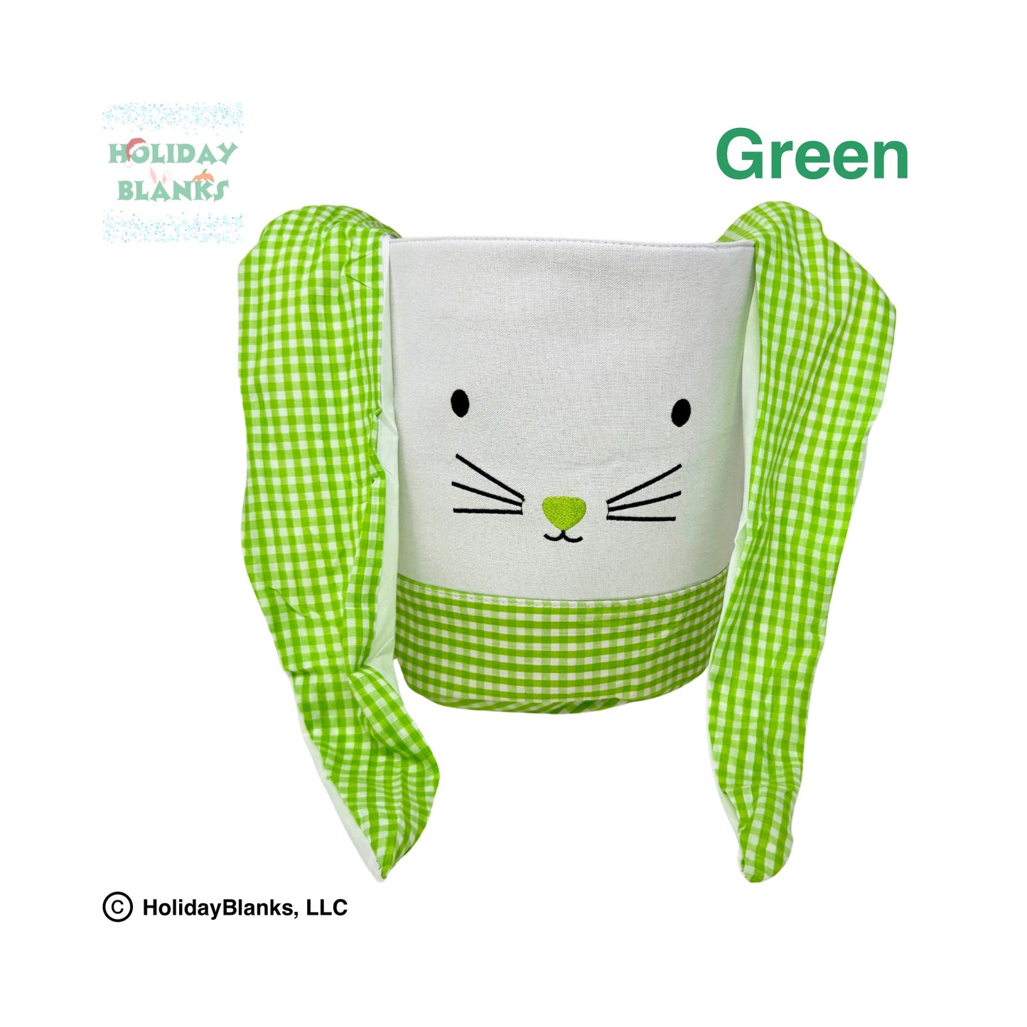 Bunny face Easter Basket embroidery blanks with ears that tie into handle