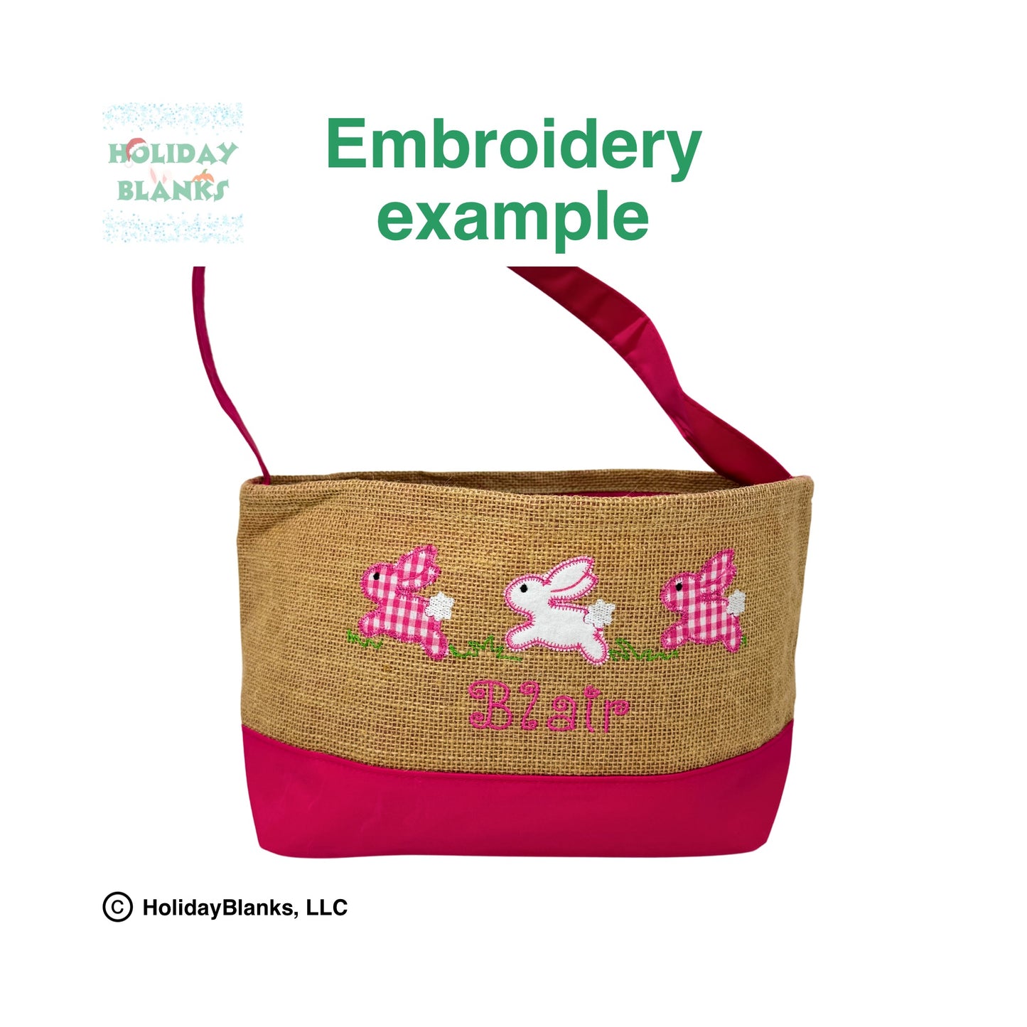 Large burlap Easter basket embroidery blanks