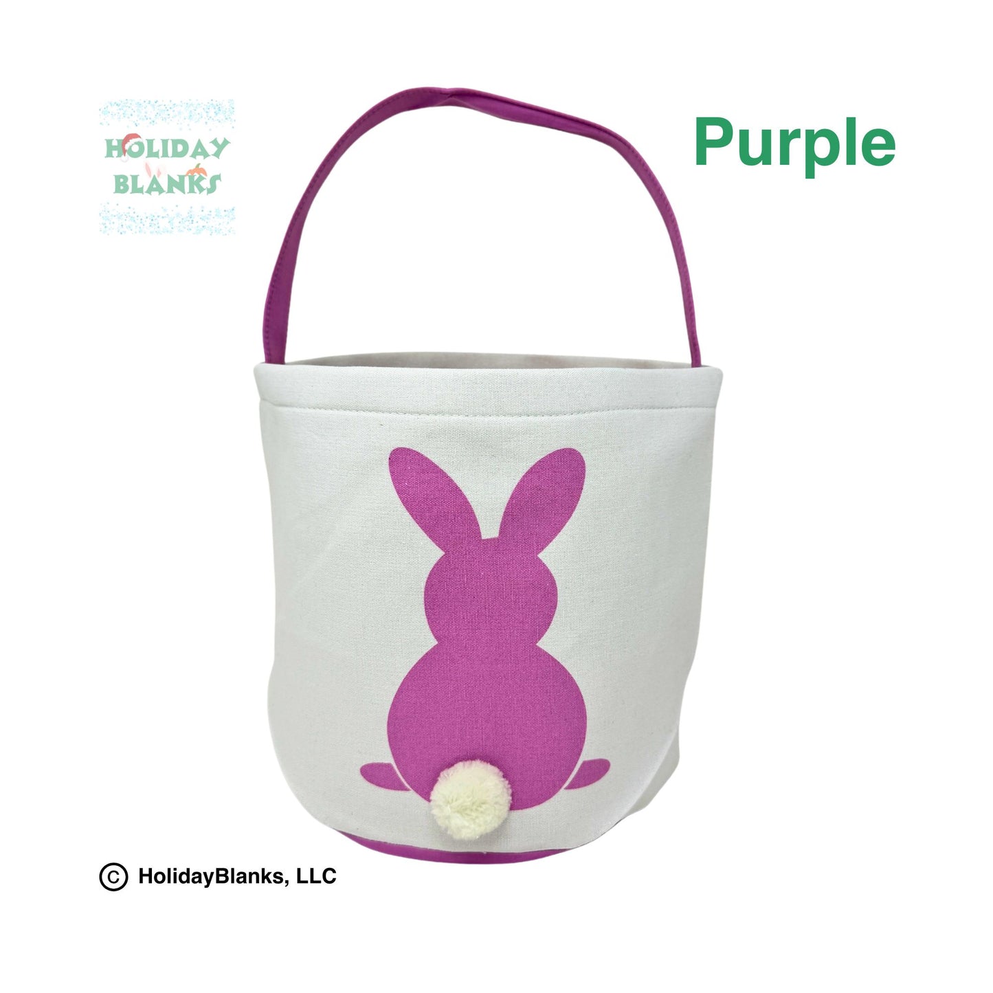 Solid bunny with furry tail easter candy egg basket embroidery blank