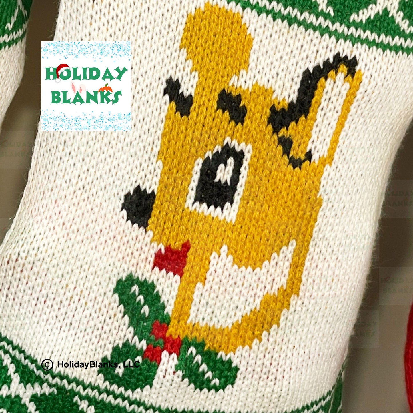 Deer character knit stockings embroidery blanks