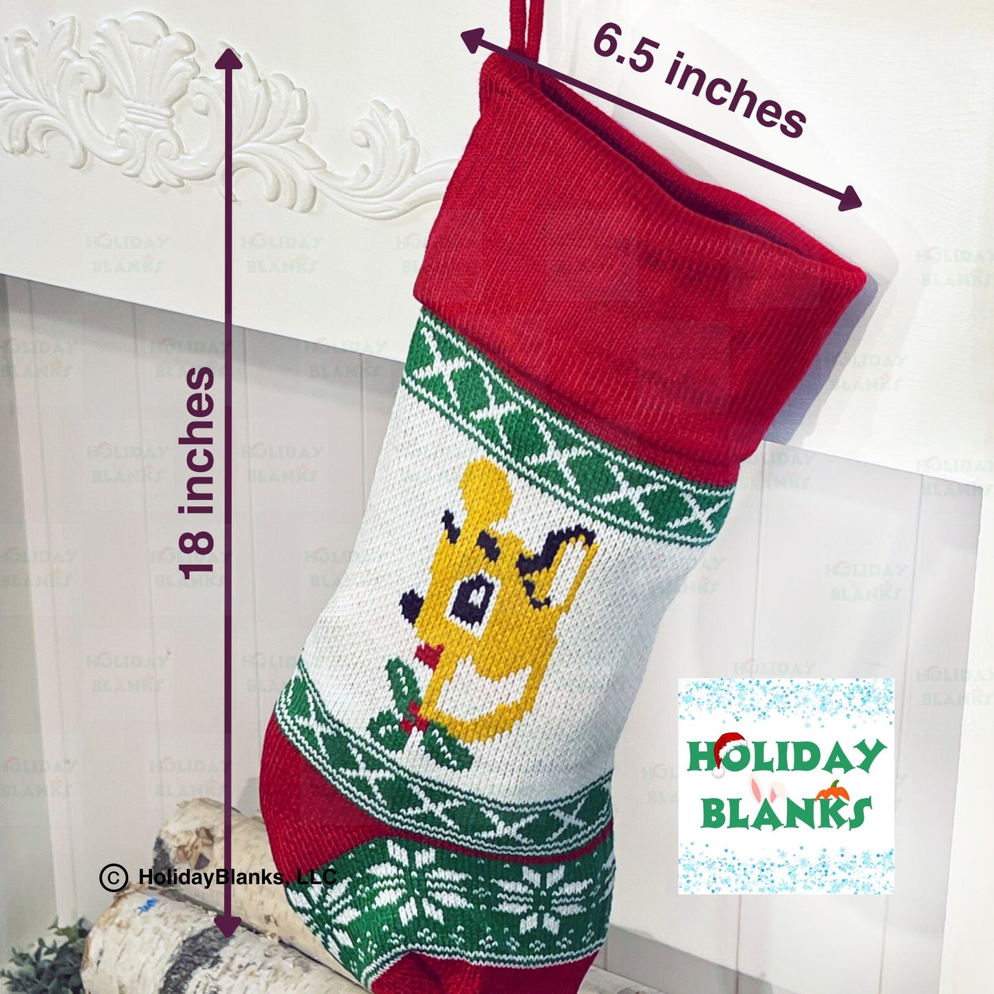 Deer character knit stockings embroidery blanks