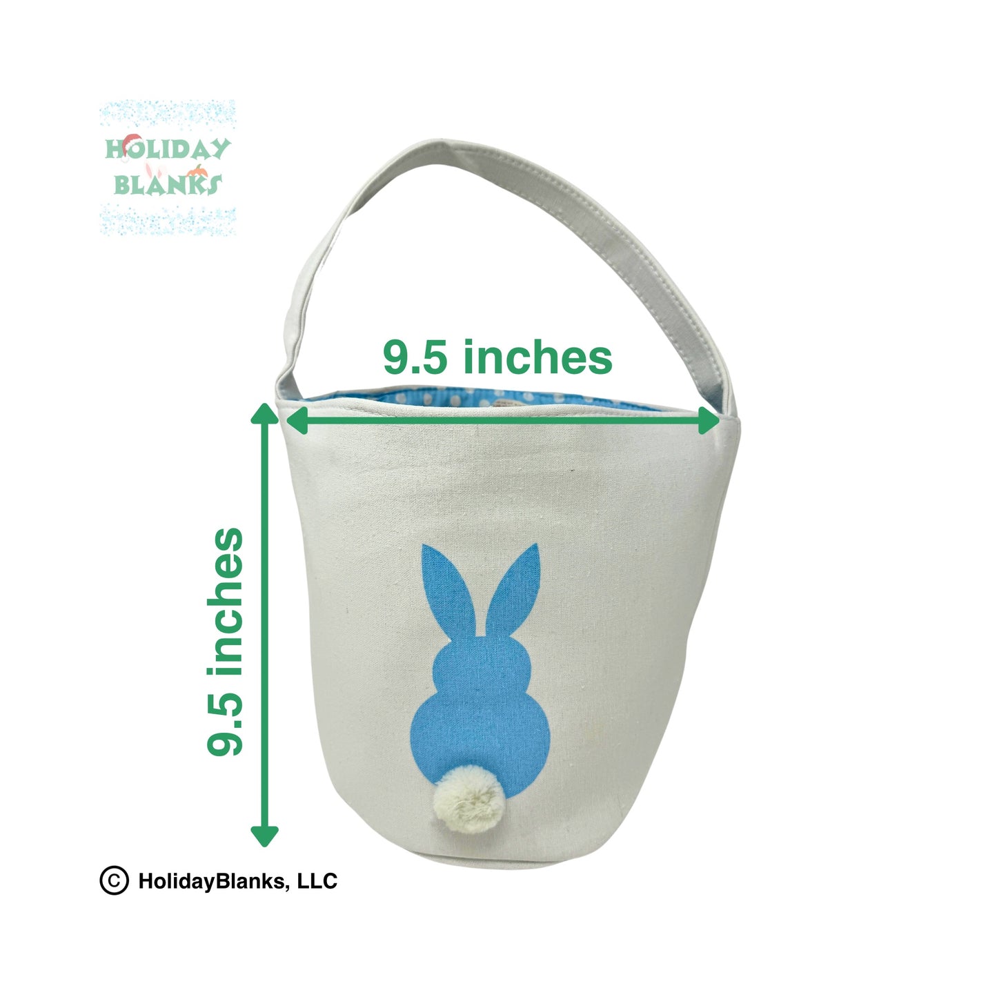 Easter Basket Bucket Embroidery Blank with printed bunny, furry tail and decorative liner