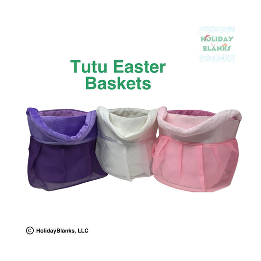 Easter Basket Blank Soft Tutu Bucket for Girl in White, Pink, or Purple