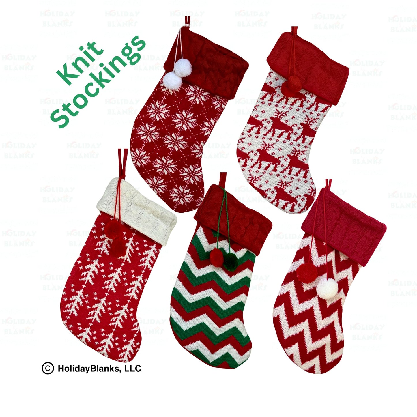 Christmas Stocking Embroidery Blanks Knit Stocking Blanks with Christmas Designs