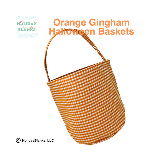 2024  HB Orange Gingham Halloween basket embroidery blanks