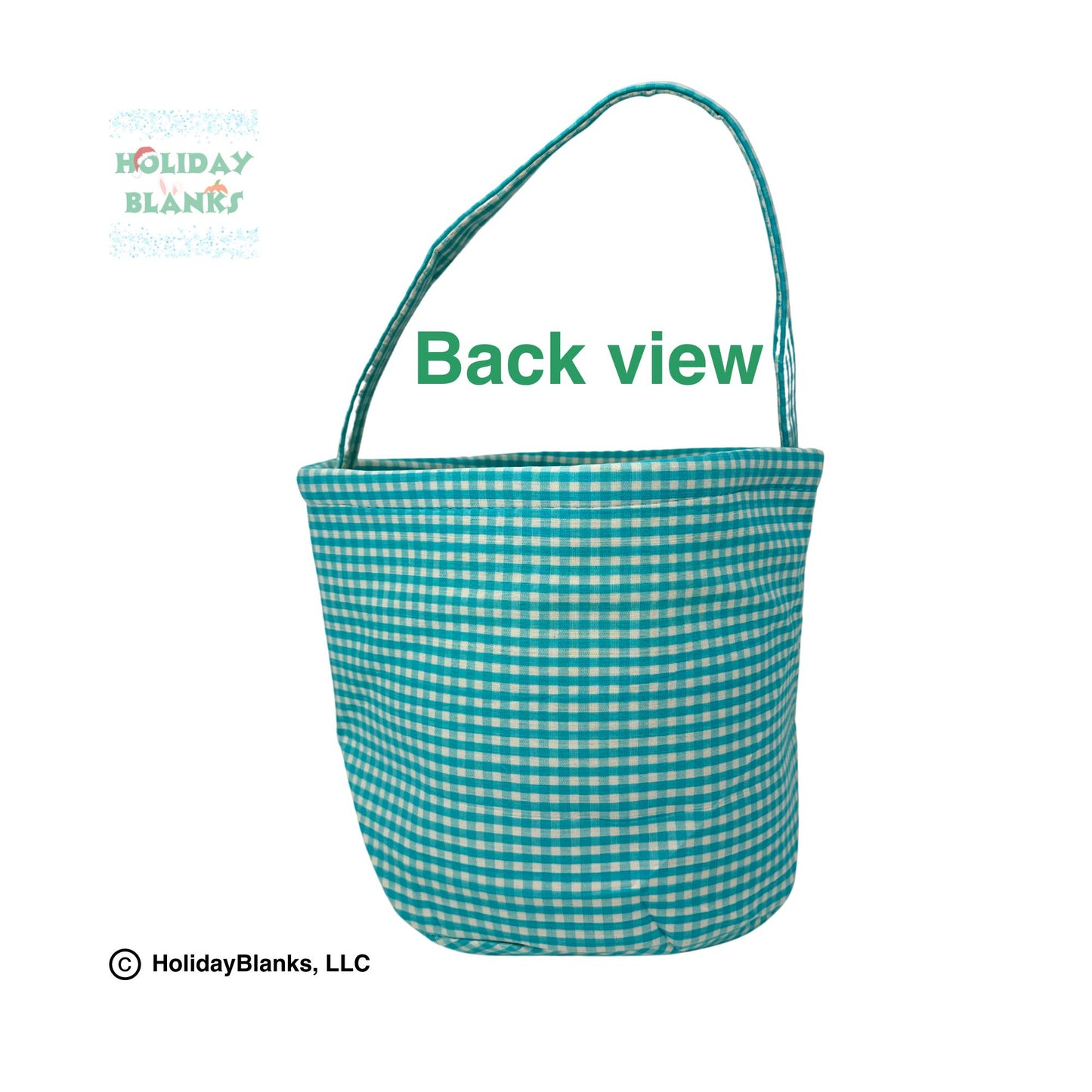 Easter Gingham Basket Bucket Embroidery Blank with appliqué bunny