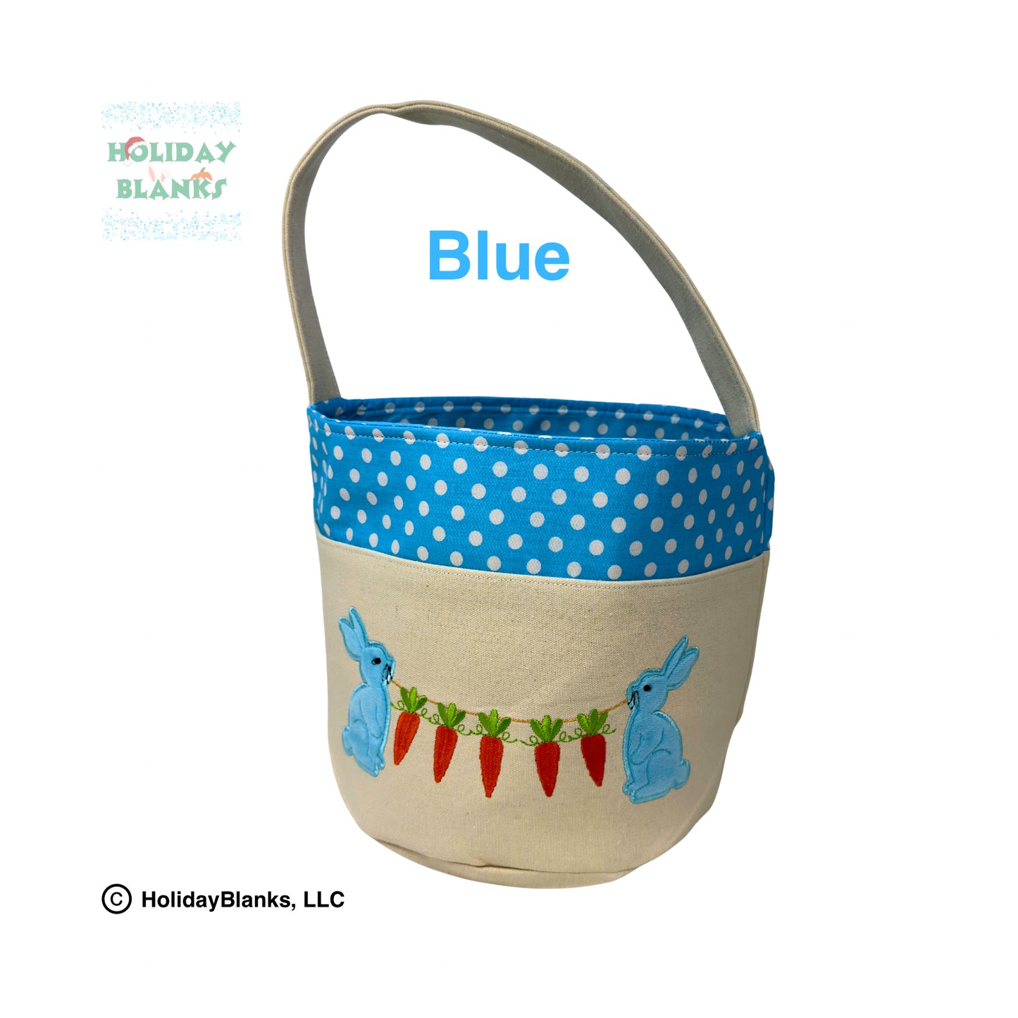 Easter Bunny and Carrot Applique Basket Embroidery Blank