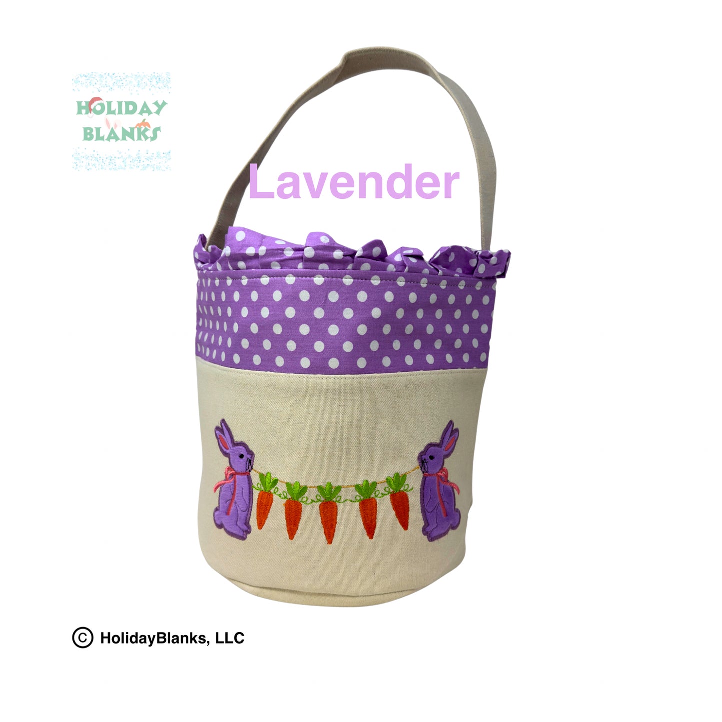 Easter Bunny and Carrot Applique Basket Embroidery Blank