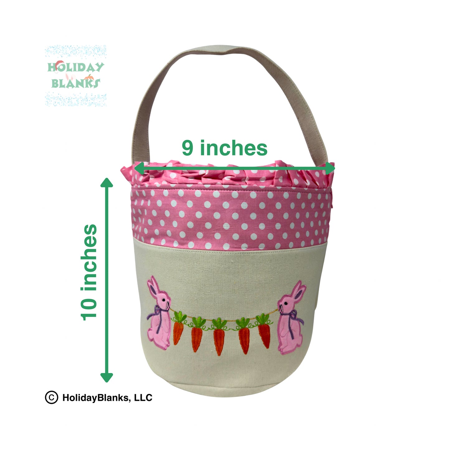 Easter Bunny and Carrot Applique Basket Embroidery Blank