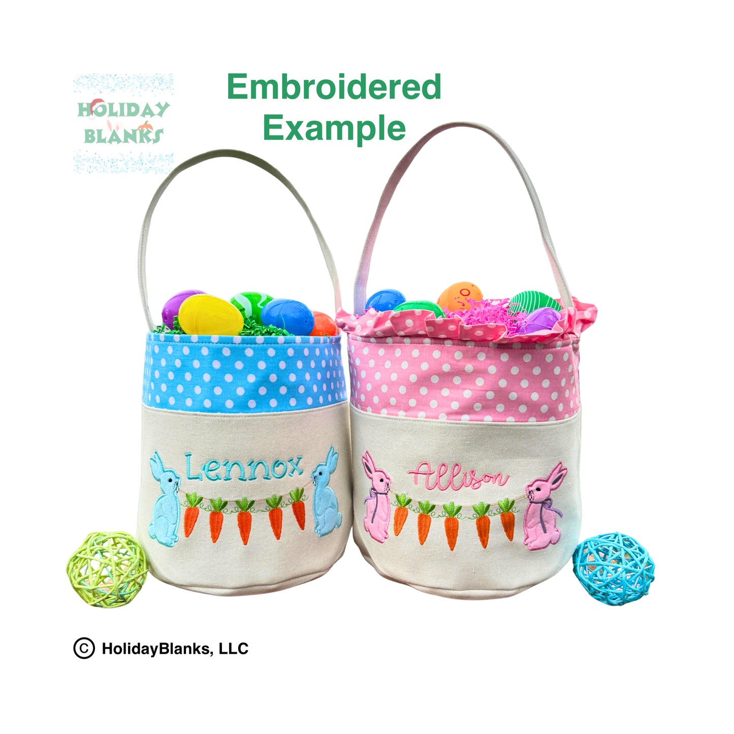 Easter Bunny and Carrot Applique Basket Embroidery Blank