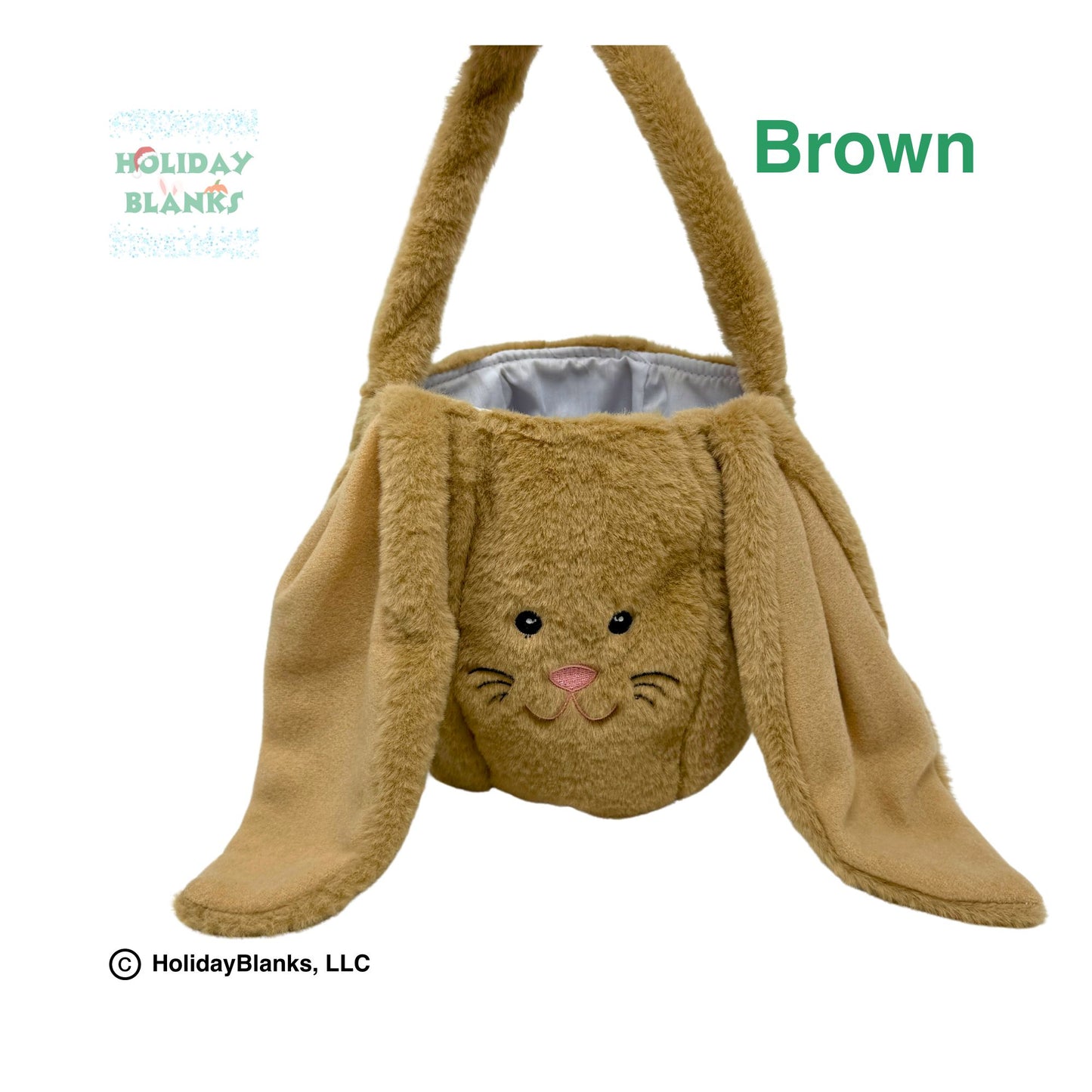 Furry Bunny Easter Basket Embroidery Blank Boy and Girl Bunny Bucket