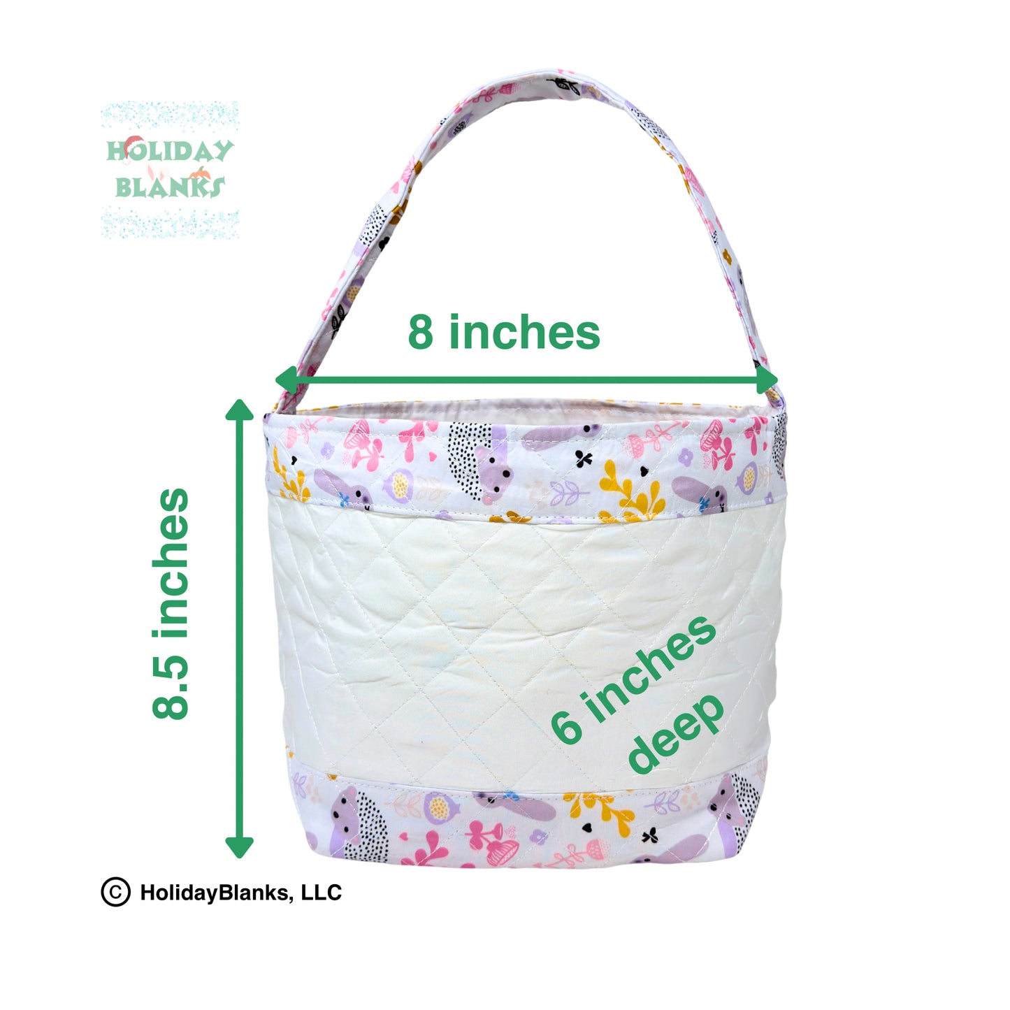 Quilted Easter basket embroidery blank with Bunny pattern