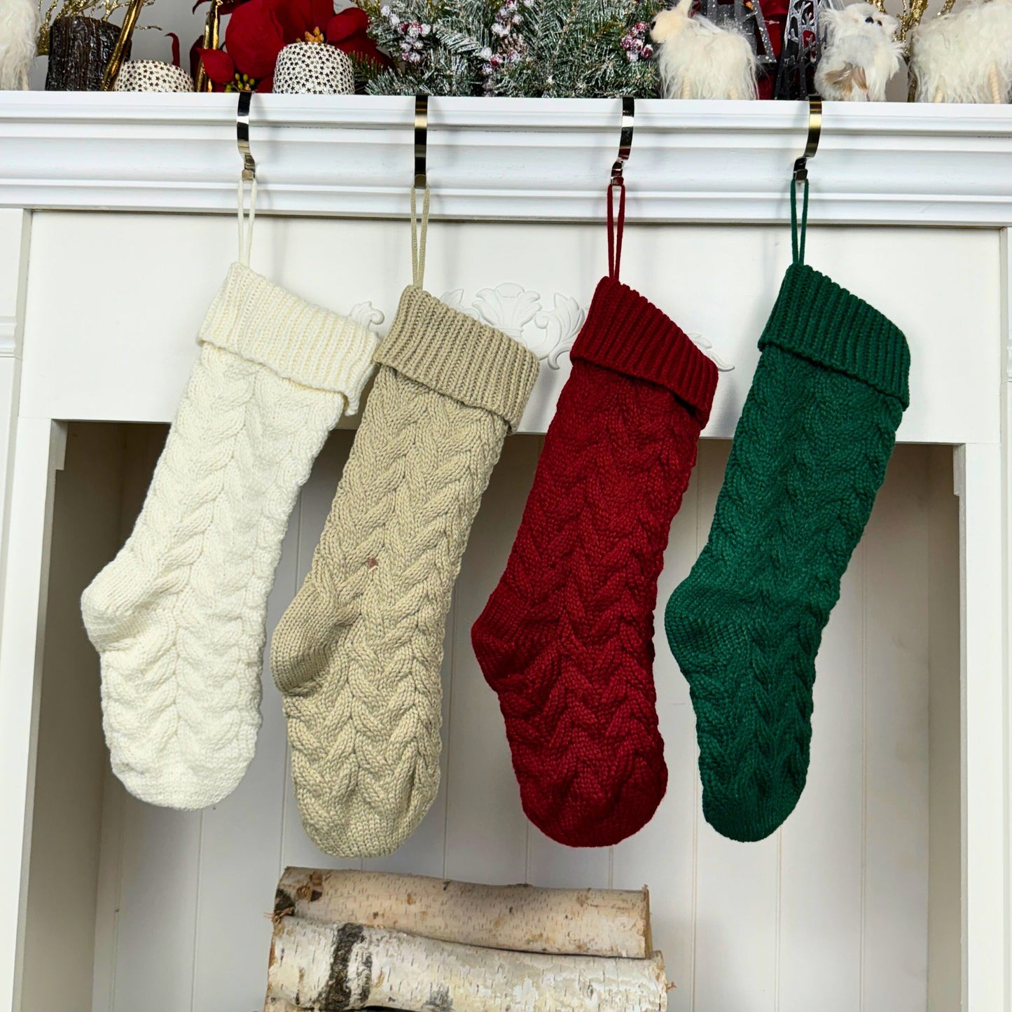 Solid Cable Knit Christmas Stocking Embroidery Blank