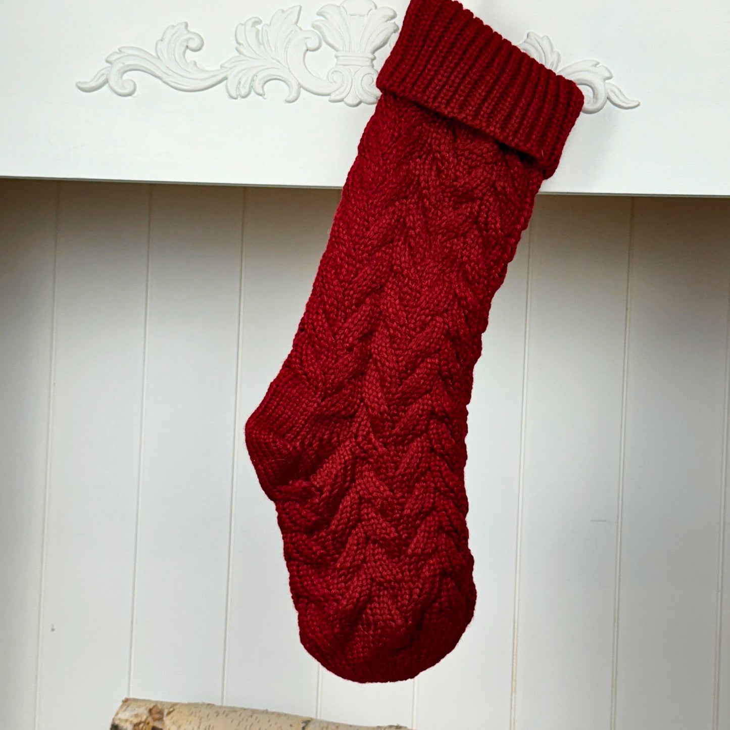 Solid Cable Knit Christmas Stocking Embroidery Blank