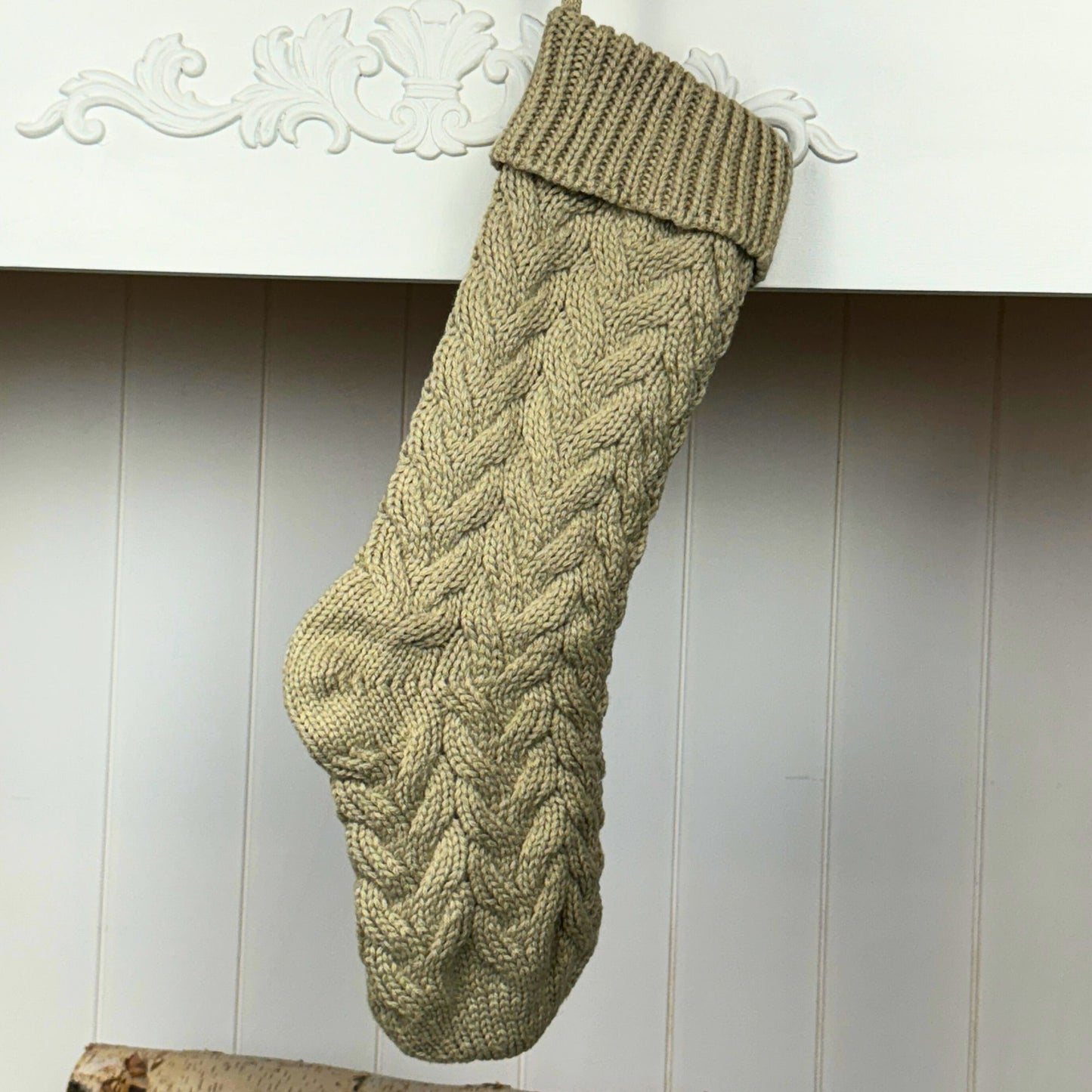 Solid Cable Knit Christmas Stocking Embroidery Blank