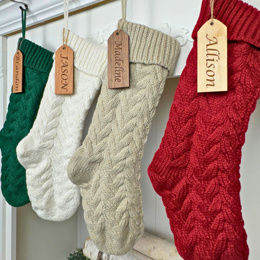 Solid Cable Knit Christmas Stocking Embroidery Blank