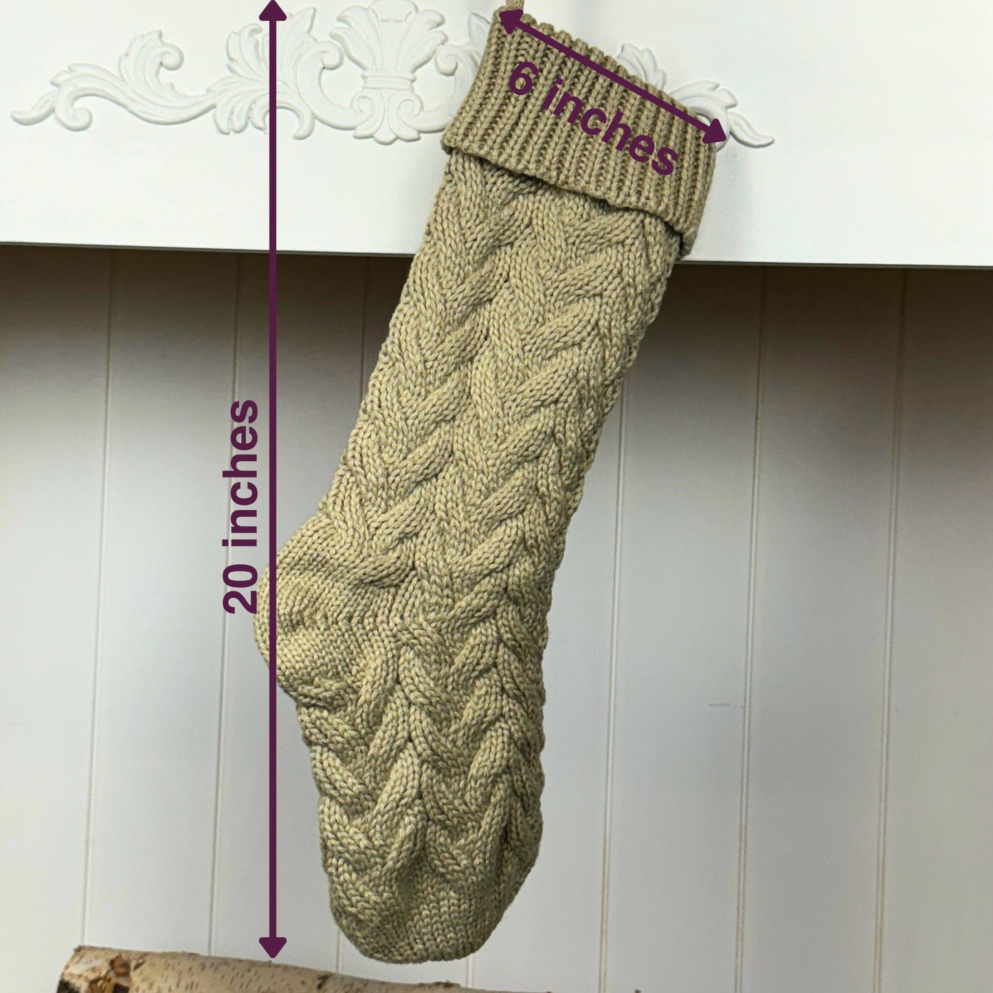 Solid Cable Knit Christmas Stocking Embroidery Blank