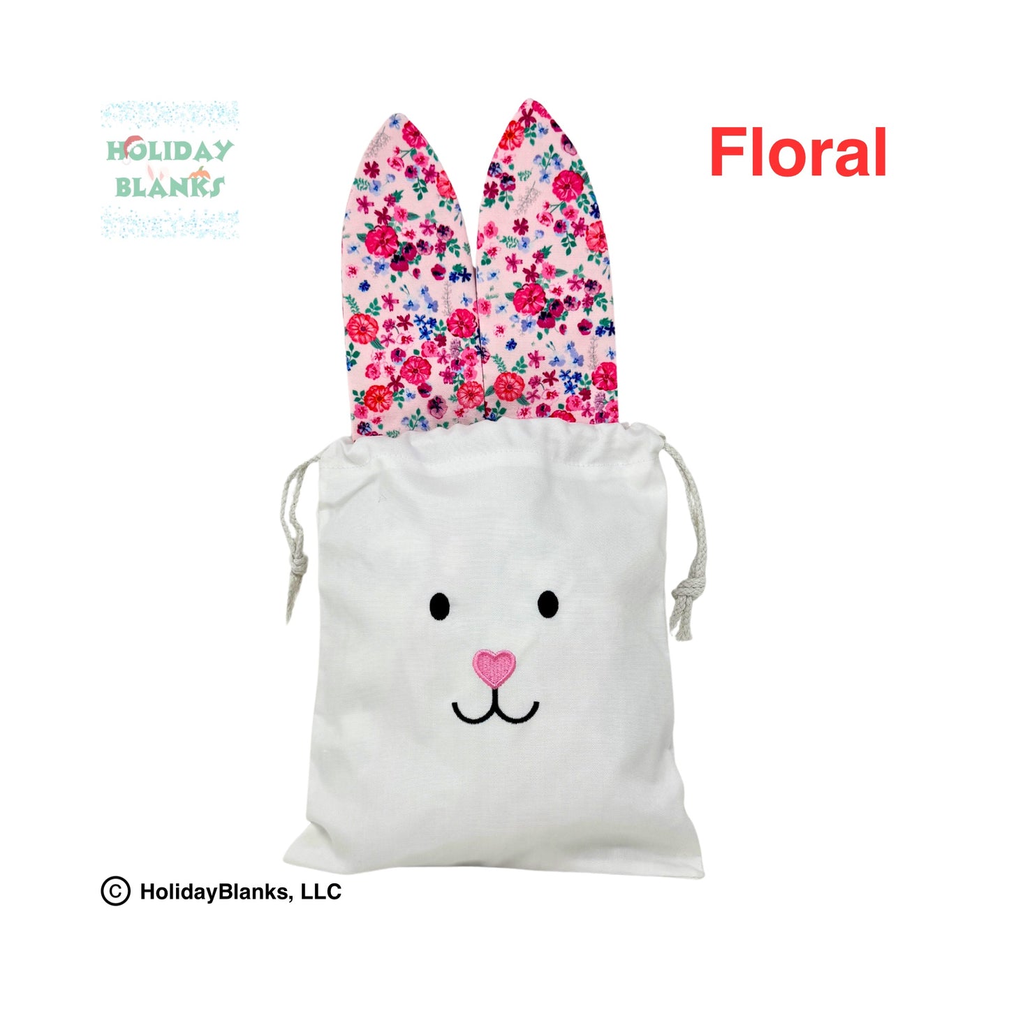 Easter Bunny Candy Drawstring Bag with colorful ears Embroidery Blank