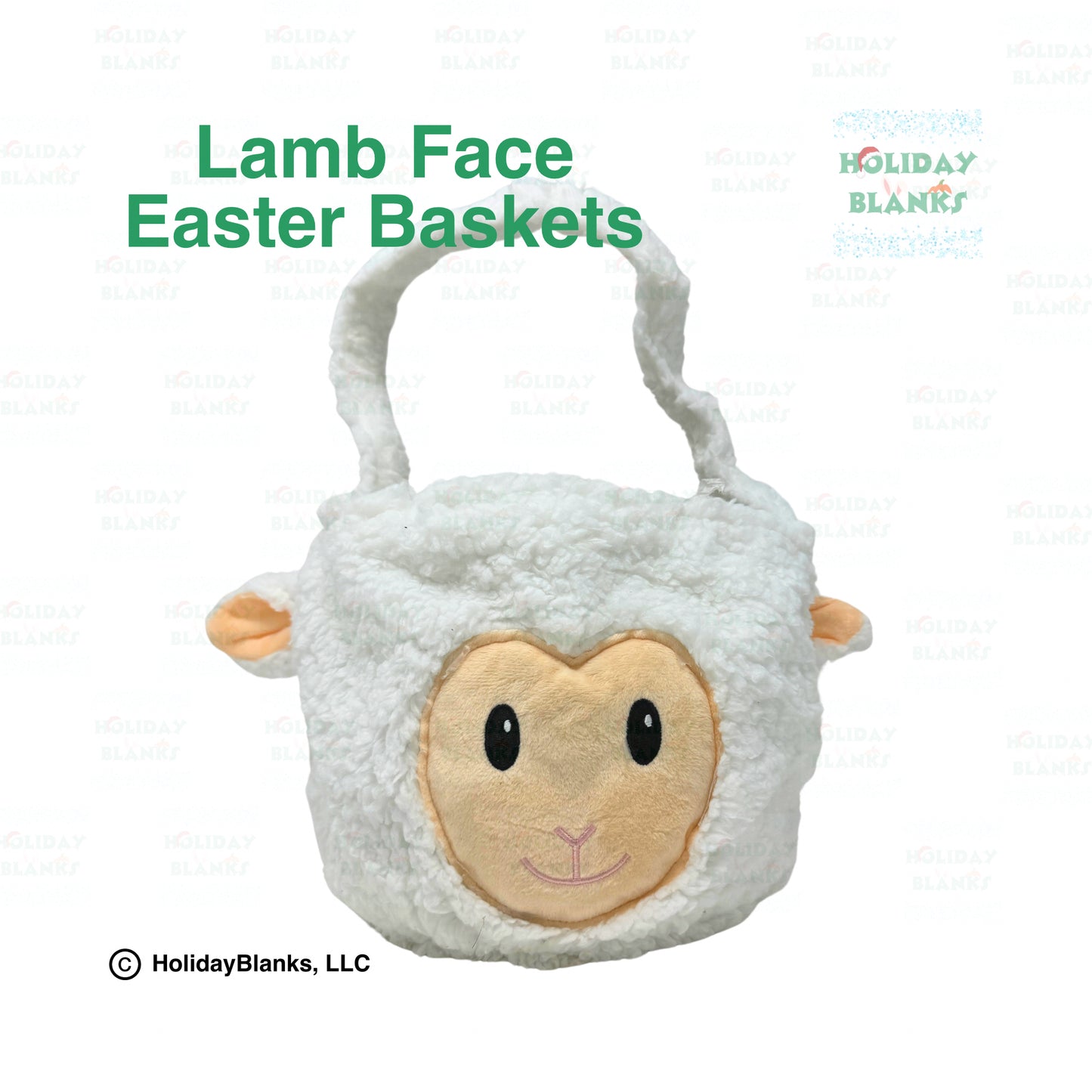 Furry Lamb Faced Easter Egg Candy Basket Embroidery Blank