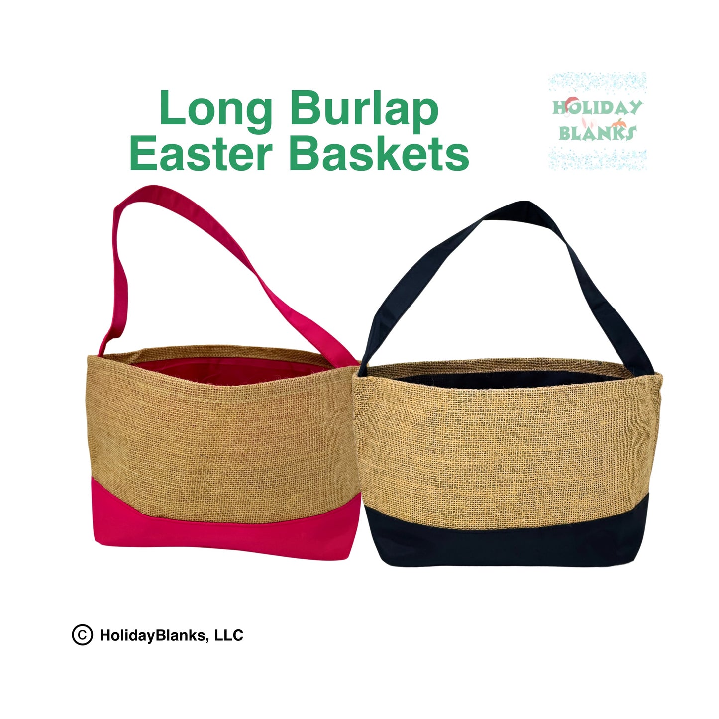 Large burlap Easter basket embroidery blanks