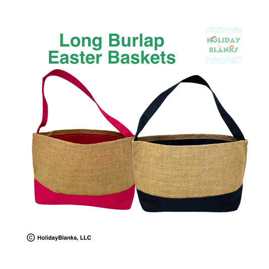 Large burlap Easter basket embroidery blanks