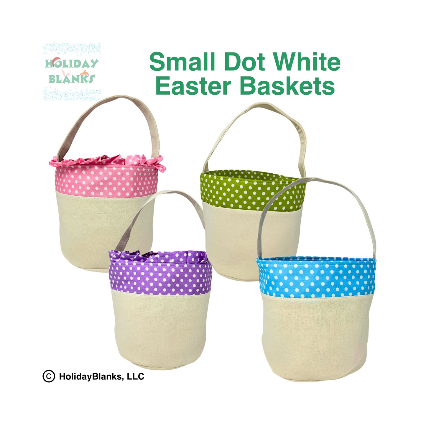 Canvas and cloth small dot Easter basket embroidery blank