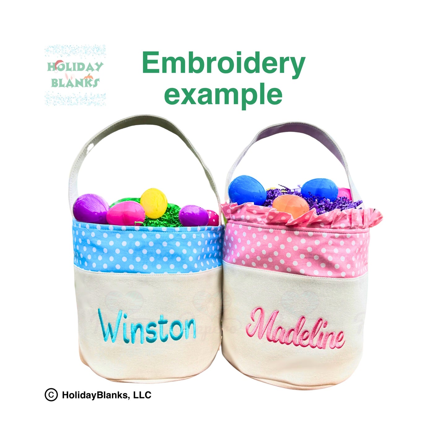Canvas and cloth small dot Easter basket embroidery blank