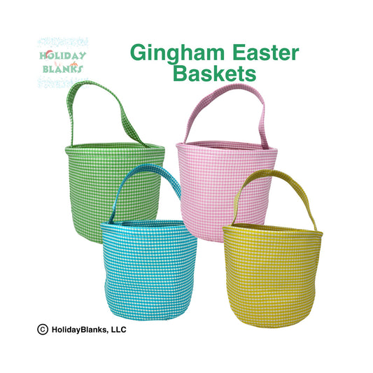 Gingham Easter basket embroidery blanks