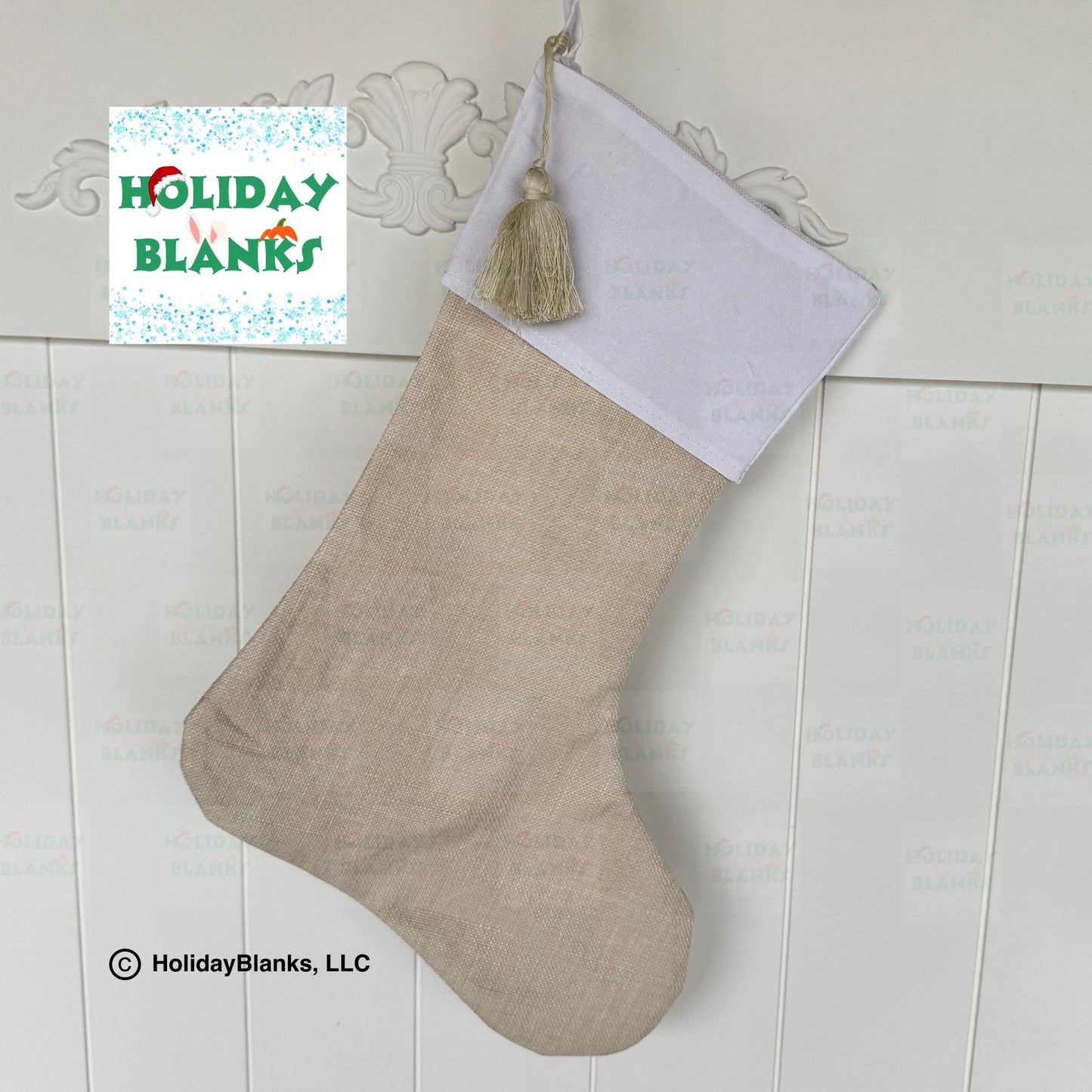 Linen Christmas Stocking Embroidery Blanks with Modern Elegant Style