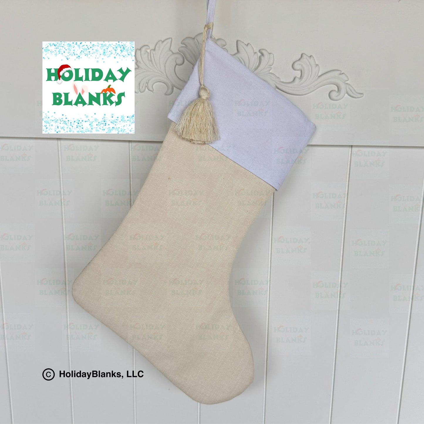 Linen Christmas Stocking Embroidery Blanks with Modern Elegant Style