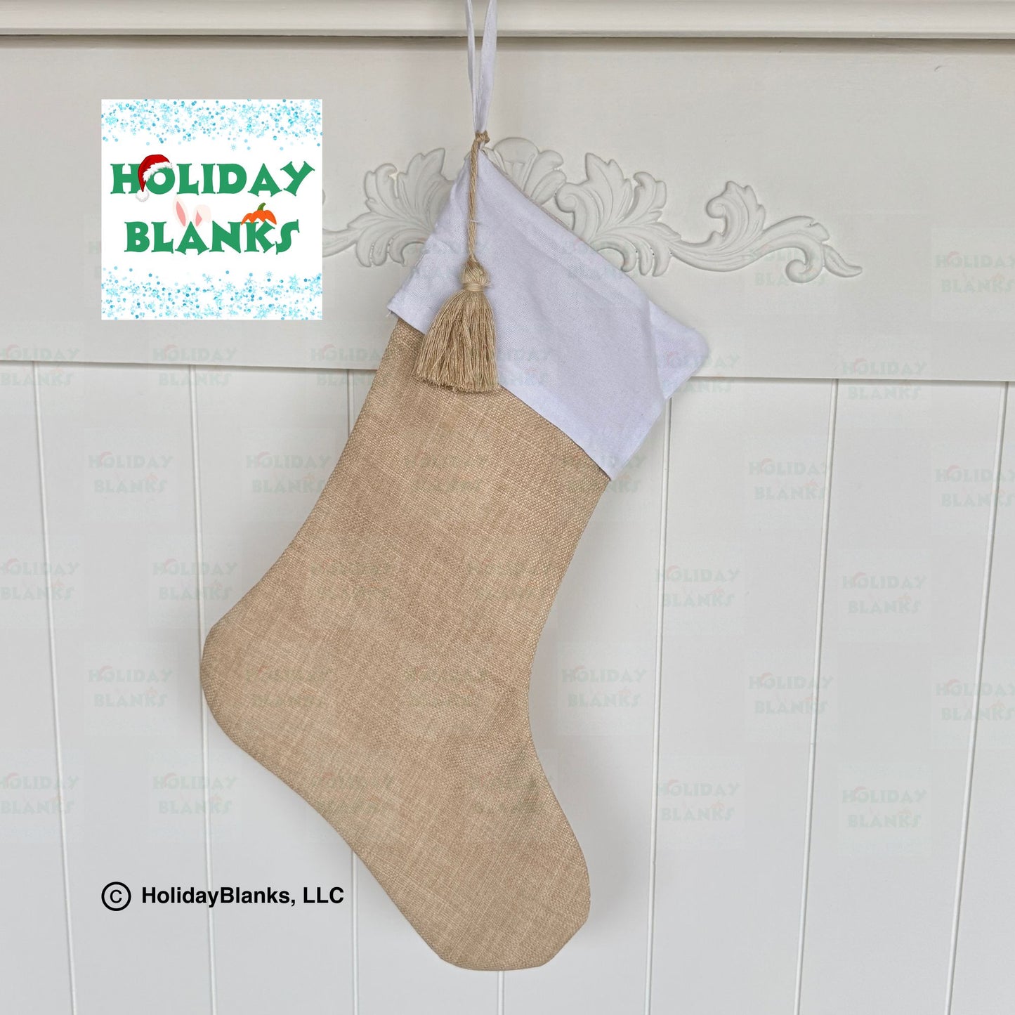 Linen Christmas Stocking Embroidery Blanks with Modern Elegant Style