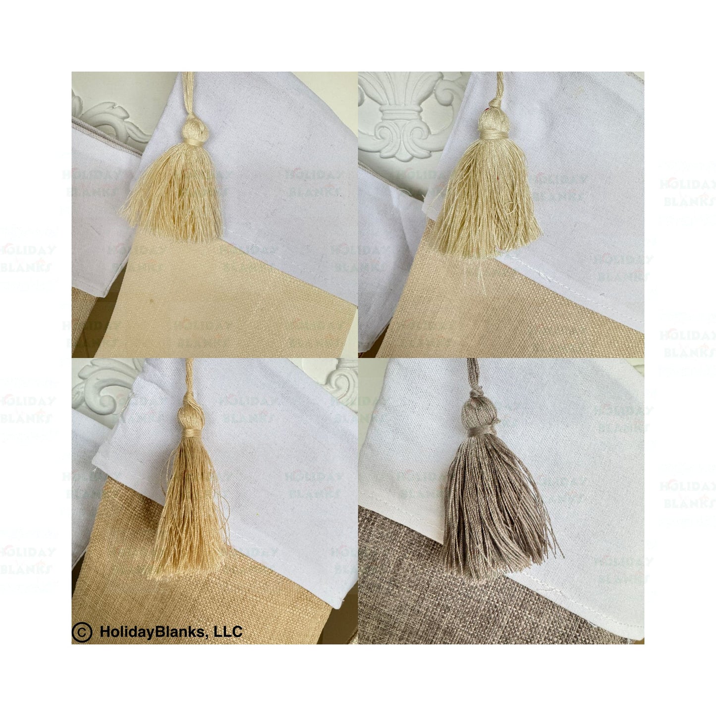 Linen Christmas Stocking Embroidery Blanks with Modern Elegant Style