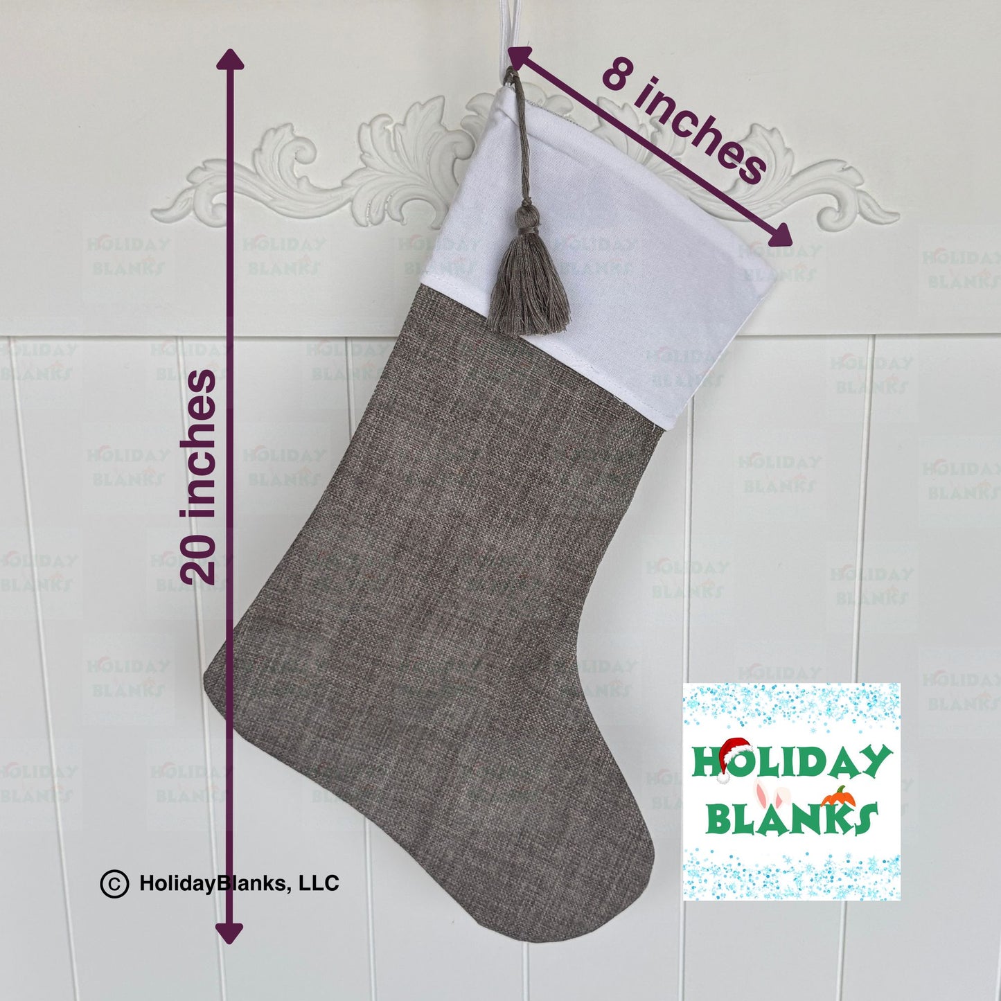 Linen Christmas Stocking Embroidery Blanks with Modern Elegant Style