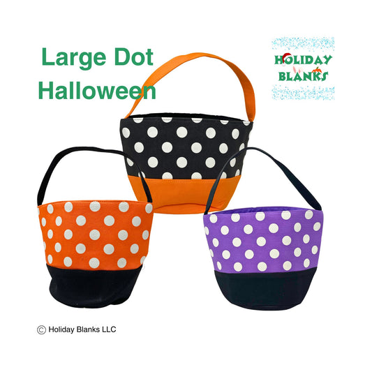 Halloween Basket Bucket Embroidery Blanks with Large Dot Design