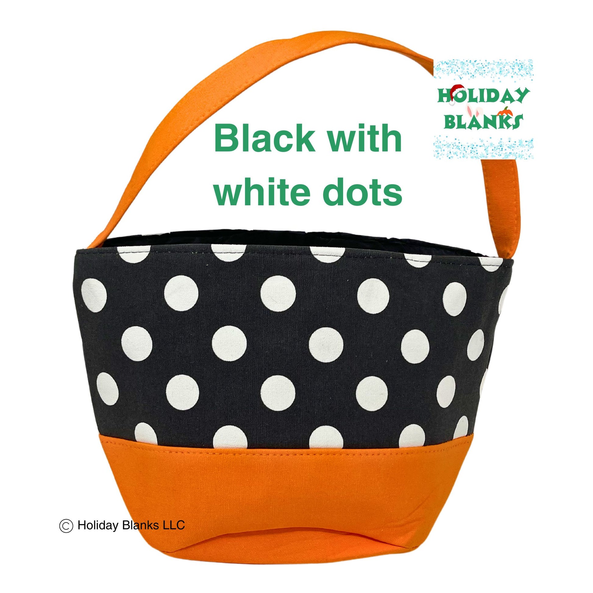 Halloween Basket Bucket Embroidery Blanks with Large Dot Design