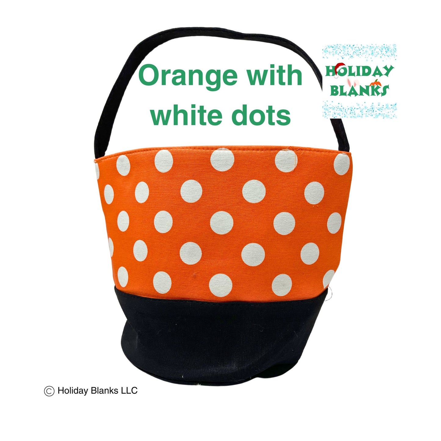 Halloween Basket Bucket Embroidery Blanks with Large Dot Design