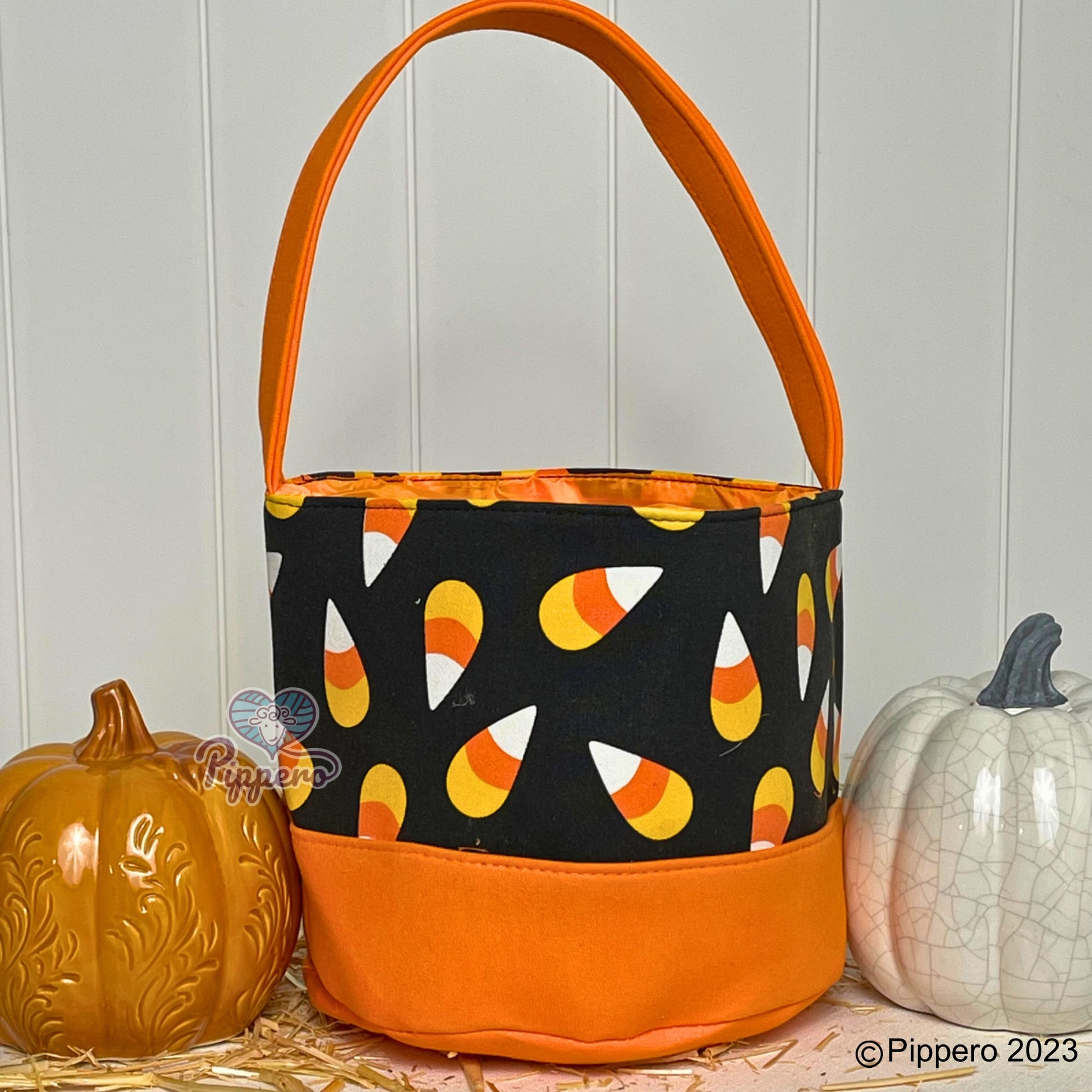 Halloween Basket Bucket Embroidery Blanks with Large Dot Design