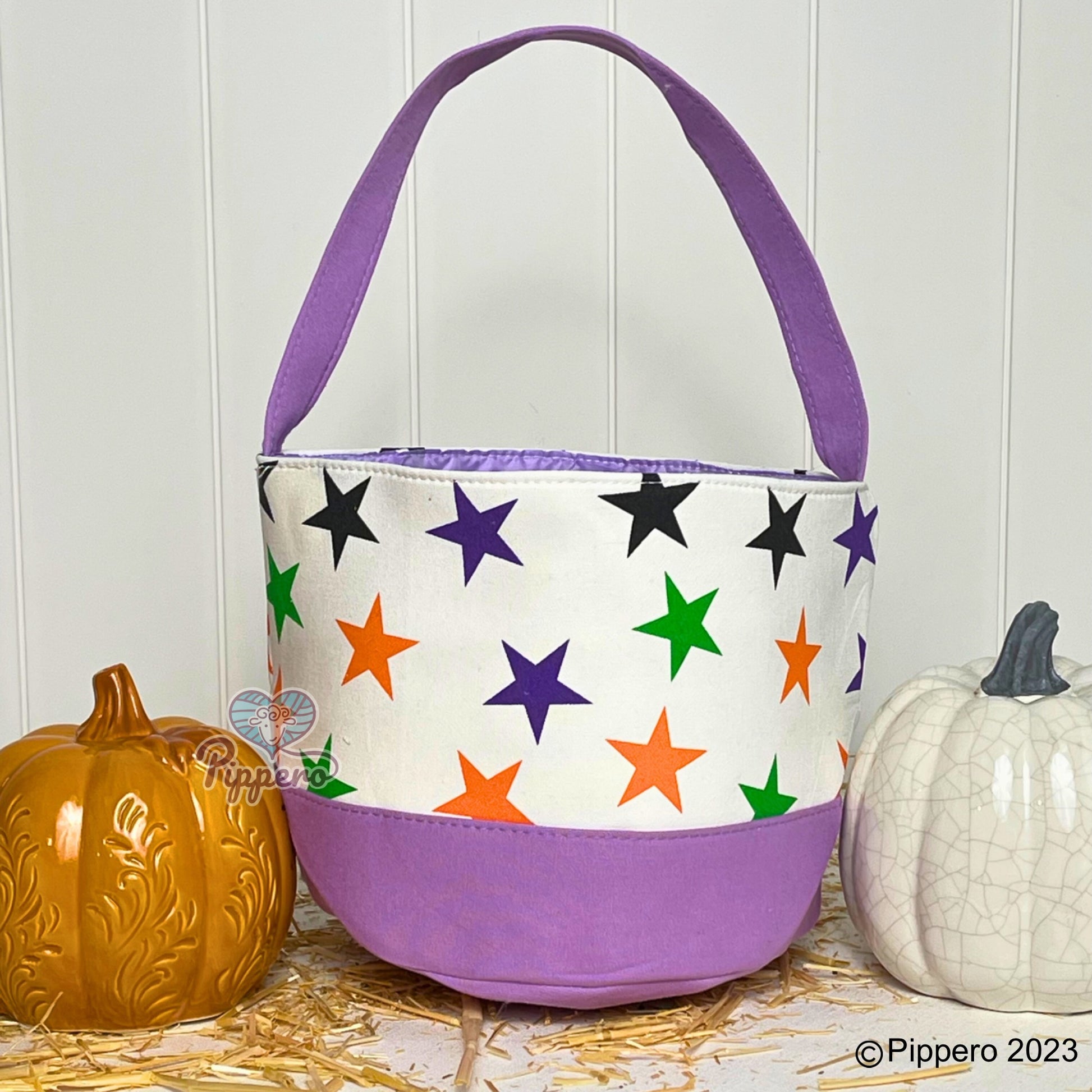 Halloween Basket Bucket Embroidery Blanks with Large Dot Design