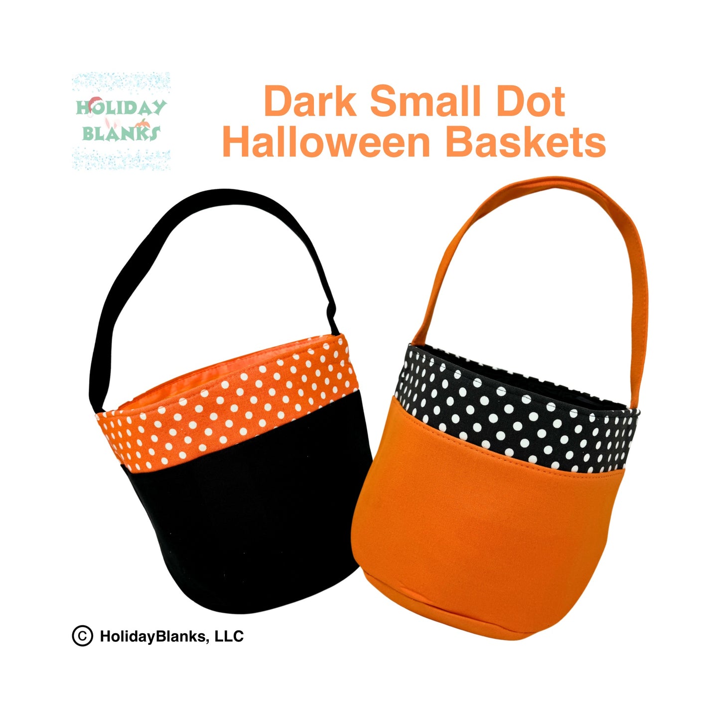 Halloween Basket Bucket Embroidery Blanks with Small Dot Design