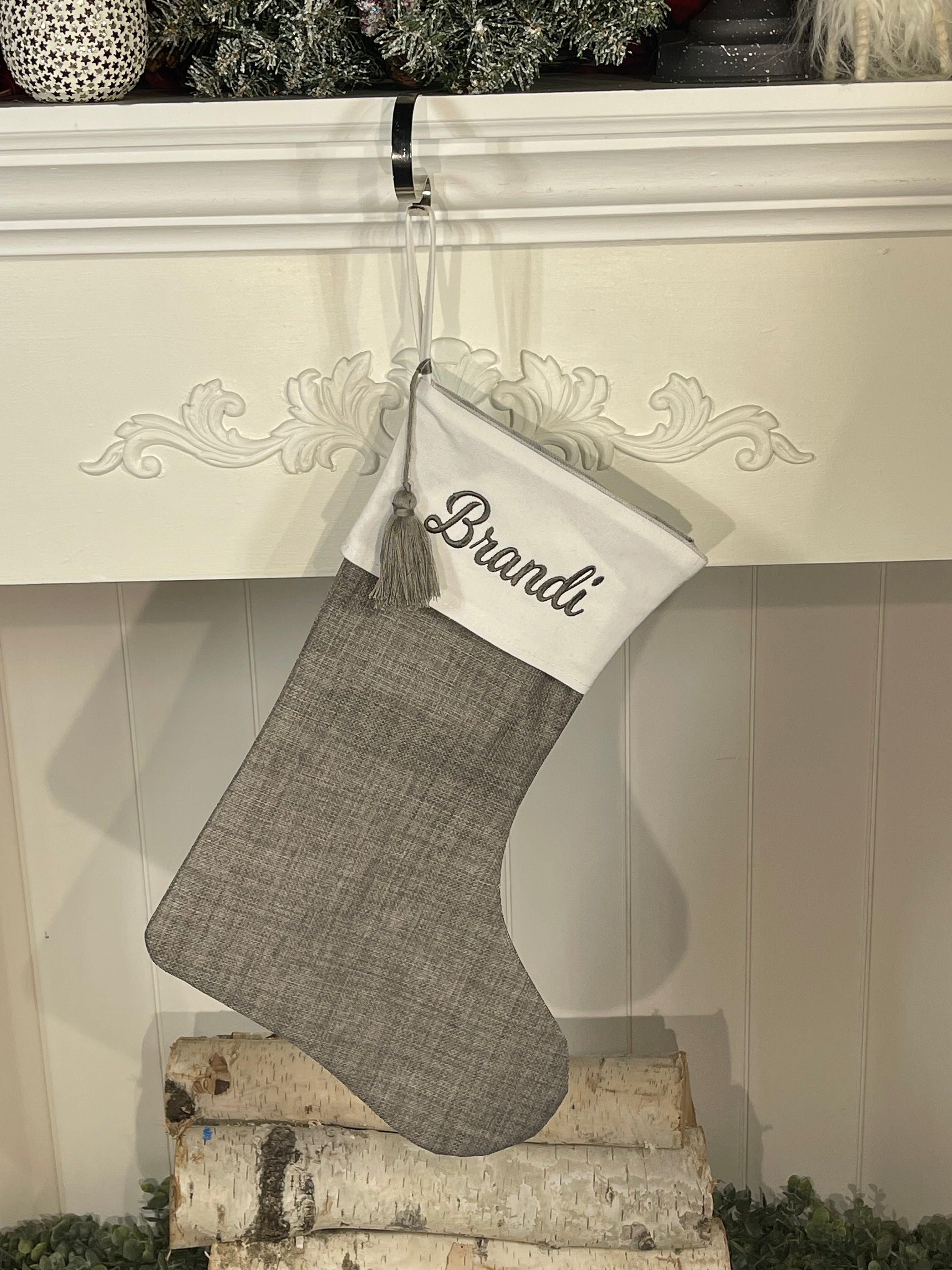 Linen Christmas Stocking Embroidery Blanks with Modern Elegant Style – HolidayBlanks